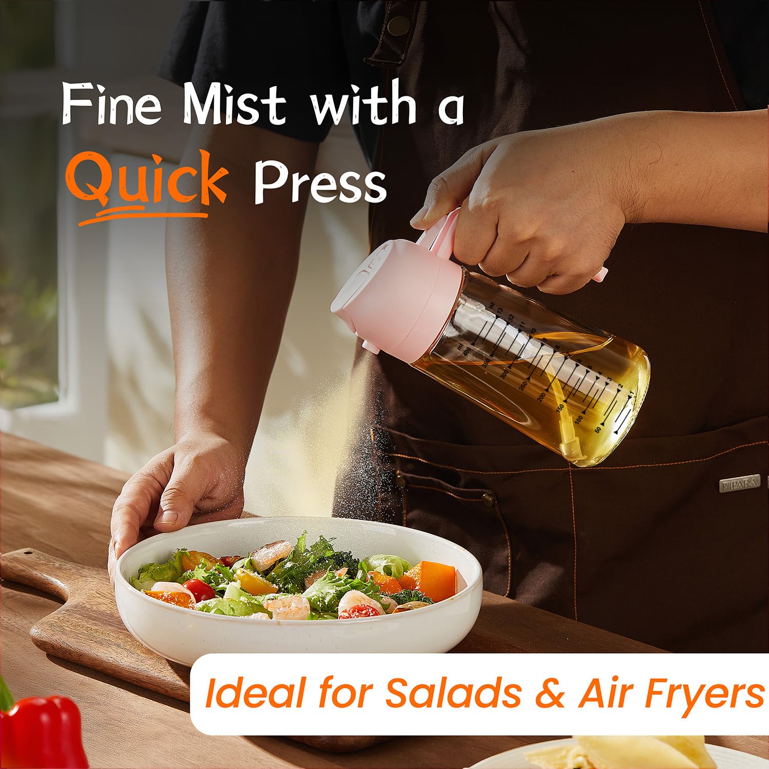 TrendPlain Vaporisateur Huile Cuisine 470ml – Spray 2-en-1 Air Fryer, Salades & Cuisson (Noir)