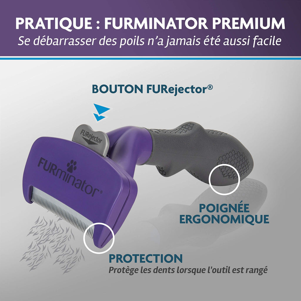 Brosse FURminator Chat Poils Longs Grande Taille – -90% Poils Morts | Sans Bisphénol A