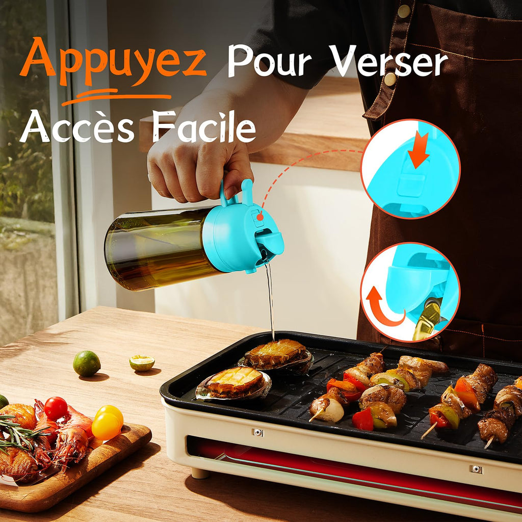 TrendPlain Vaporisateur Huile Cuisine 470ml – Spray 2-en-1 Air Fryer, Salades & Cuisson (Noir)