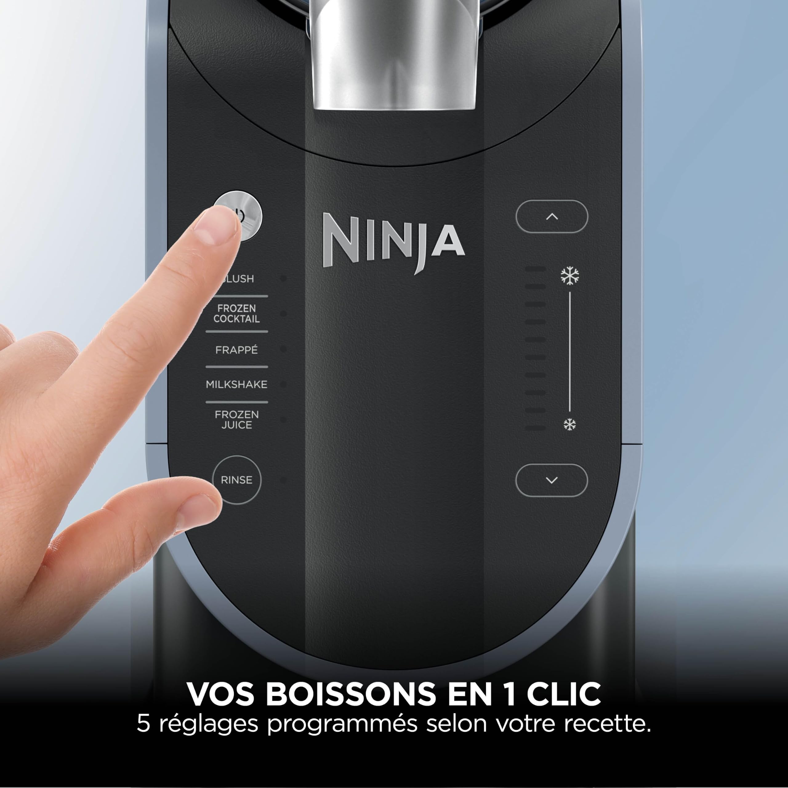 Ninja SLUSHi Machine à boissons glacées, granités, cocktails, frappés, milkshakes et jus glacés, vu sur TikTok, sans glace ni préparation requises, capacité 1,9 l, bleu et gris FS301EU