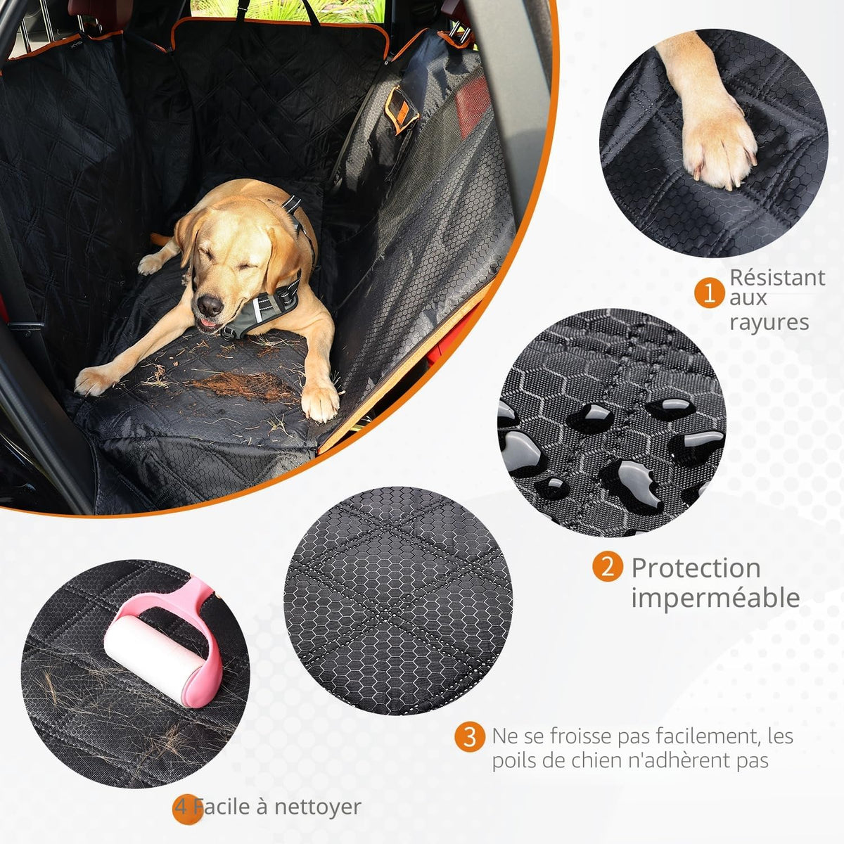 KYG Housse de Siège d'auto pour Chien Banquette Arrière Antidérapant et Imperméable Mise à Niveau Matérielle avec Fenêtre de Visualisation Protection Coffre Universelle Voiture 135X148 cm Noir