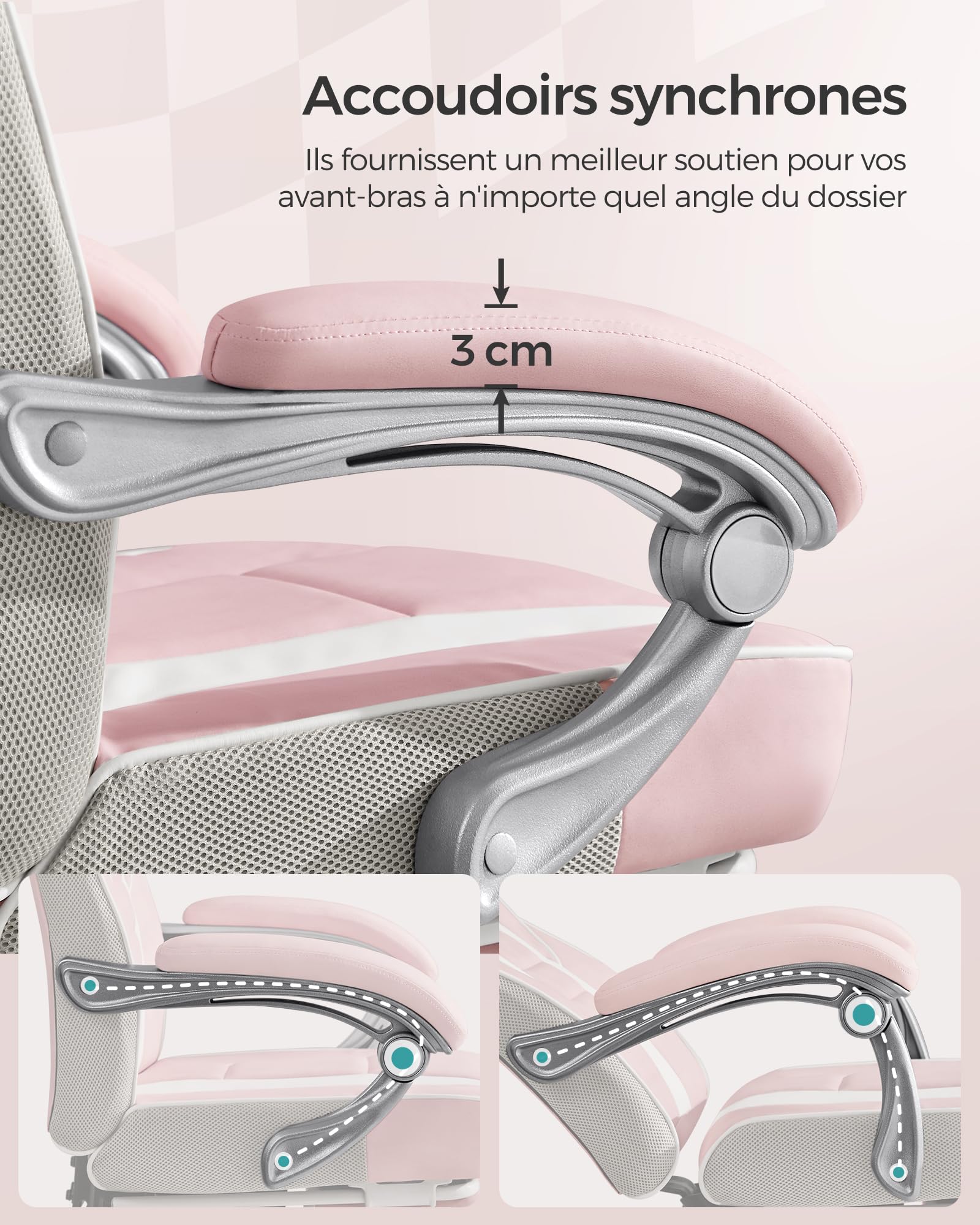 SONGMICS Fauteuil de Bureau Gaming OBG073B03 – Ergonomique, Repose-pieds, Appui-tête, 150 kg