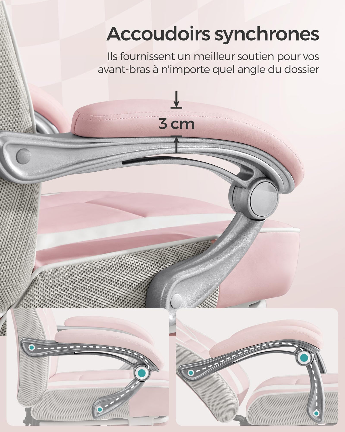 SONGMICS Fauteuil de Bureau Gaming OBG073B03 – Ergonomique, Repose-pieds, Appui-tête, 150 kg