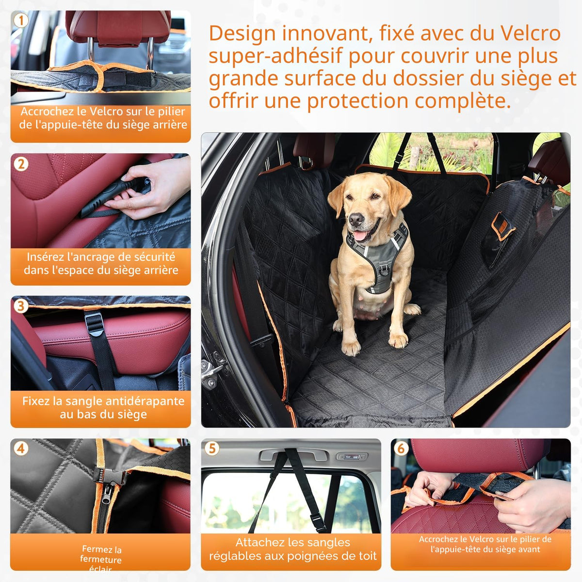 KYG Housse de Siège d'auto pour Chien Banquette Arrière Antidérapant et Imperméable Mise à Niveau Matérielle avec Fenêtre de Visualisation Protection Coffre Universelle Voiture 135X148 cm Noir