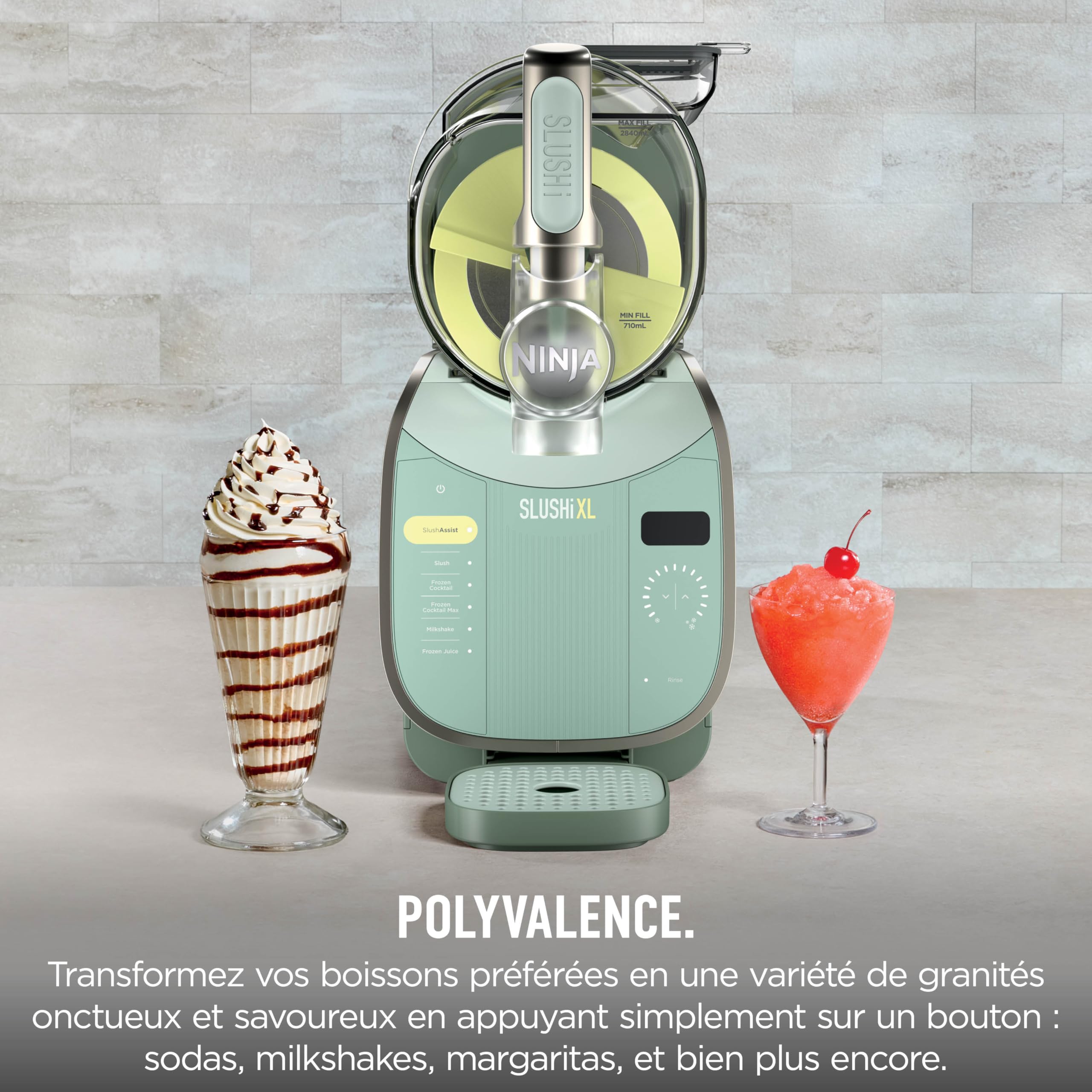 Ninja SLUSHi Machine à boissons glacées, granités, cocktails, frappés, milkshakes et jus glacés, vu sur TikTok, sans glace ni préparation requises, capacité 1,9 l, bleu et gris FS301EU