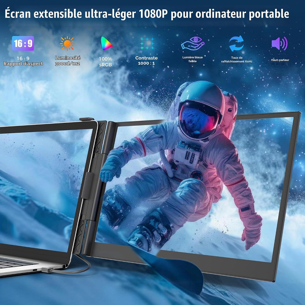 KEFEYA Écran Portable 14" – Extension Écran PC Triple & Double, FHD 1080P 100% sRGB, Plug & Play – Windows, Mac, Android, Switch, PS5
