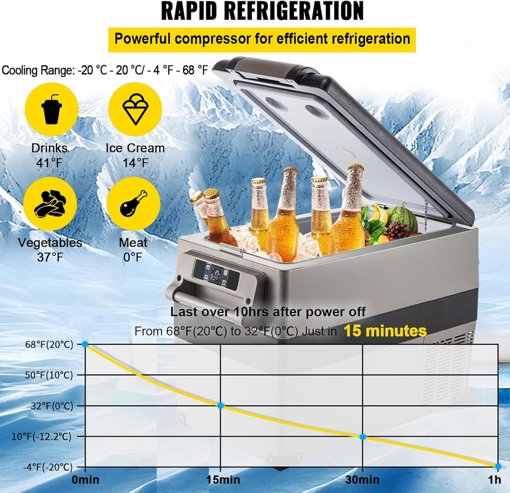 VEVOR Glacière Électrique Voiture, 45 L, Réfrigérateur Portable à Compression, 60 W, Mini Frigo, 69,3x34,5x45,6 cm, Glacière Électrique, Mini Congélateur Compresseur pour Maison/Voiture/Camping
