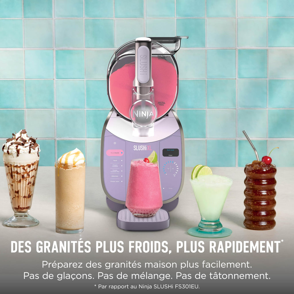 Ninja SLUSHi Machine à boissons glacées, granités, cocktails, frappés, milkshakes et jus glacés, vu sur TikTok, sans glace ni préparation requises, capacité 1,9 l, bleu et gris FS301EU