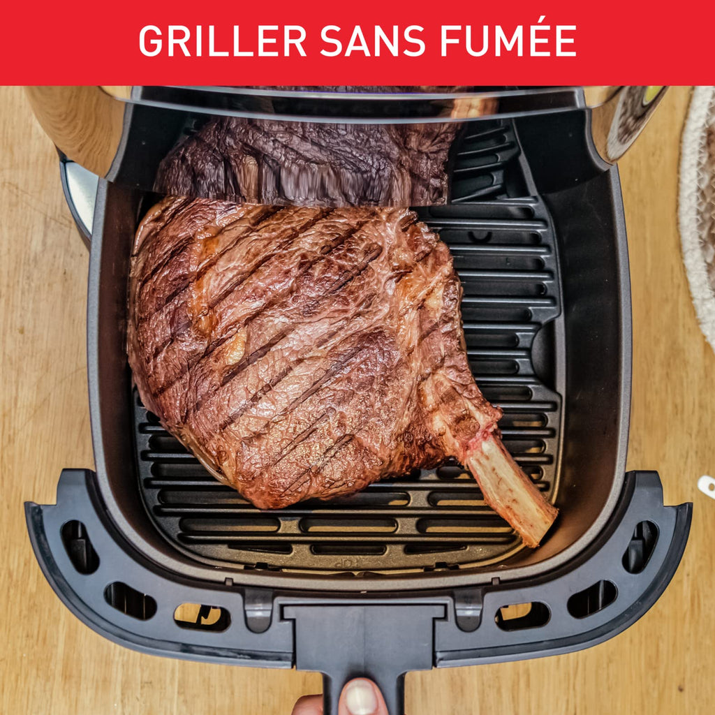 Moulinex Friteuse sans huile + Gril, Capacité XL 4,6L, Jusqu'à 6 personnes, 8 Programmes automatiques, Air Fryer, Ecran tactile digital, Température réglable, Easy Fry & Grill 2en1, EZ505810