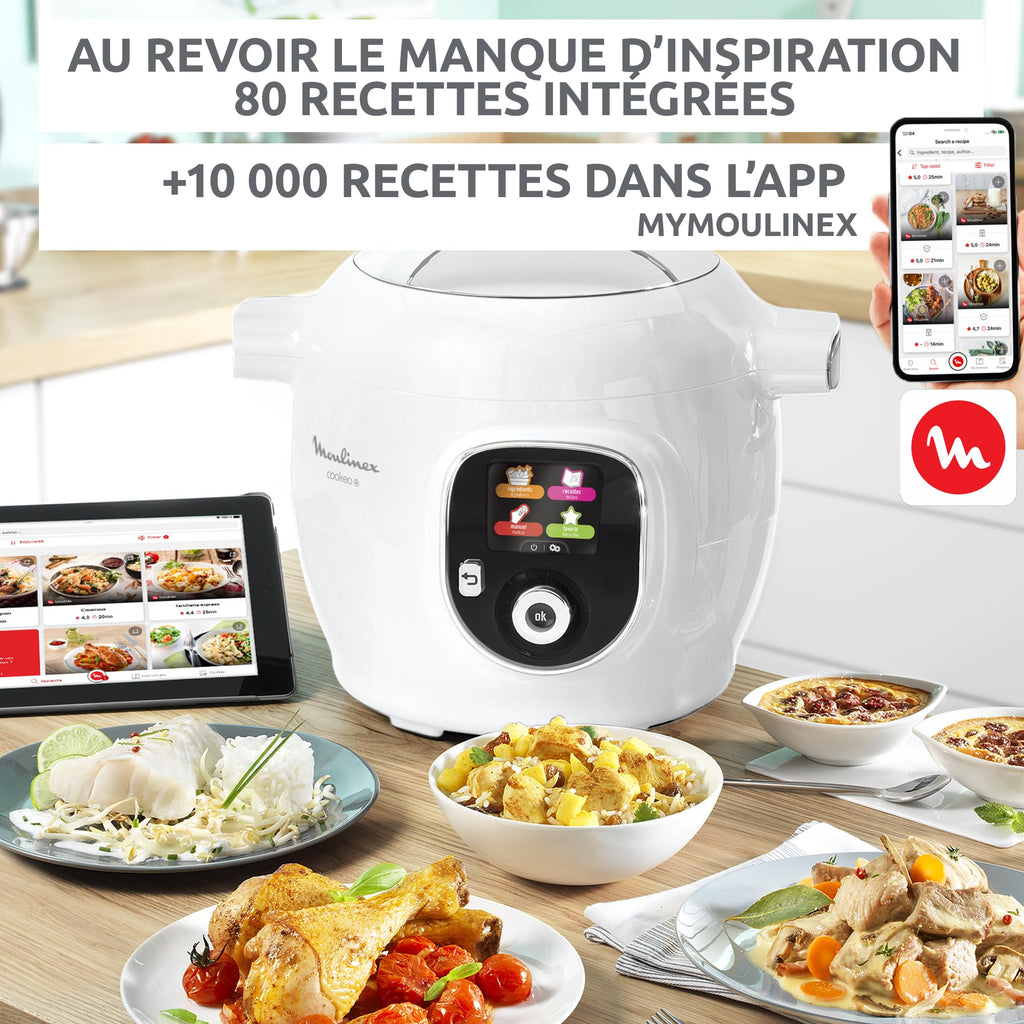 Moulinex Cookeo CE854110 – Multicuiseur Intelligent 6L, 80 Recettes, 1600W, Cuisson Sous Pression