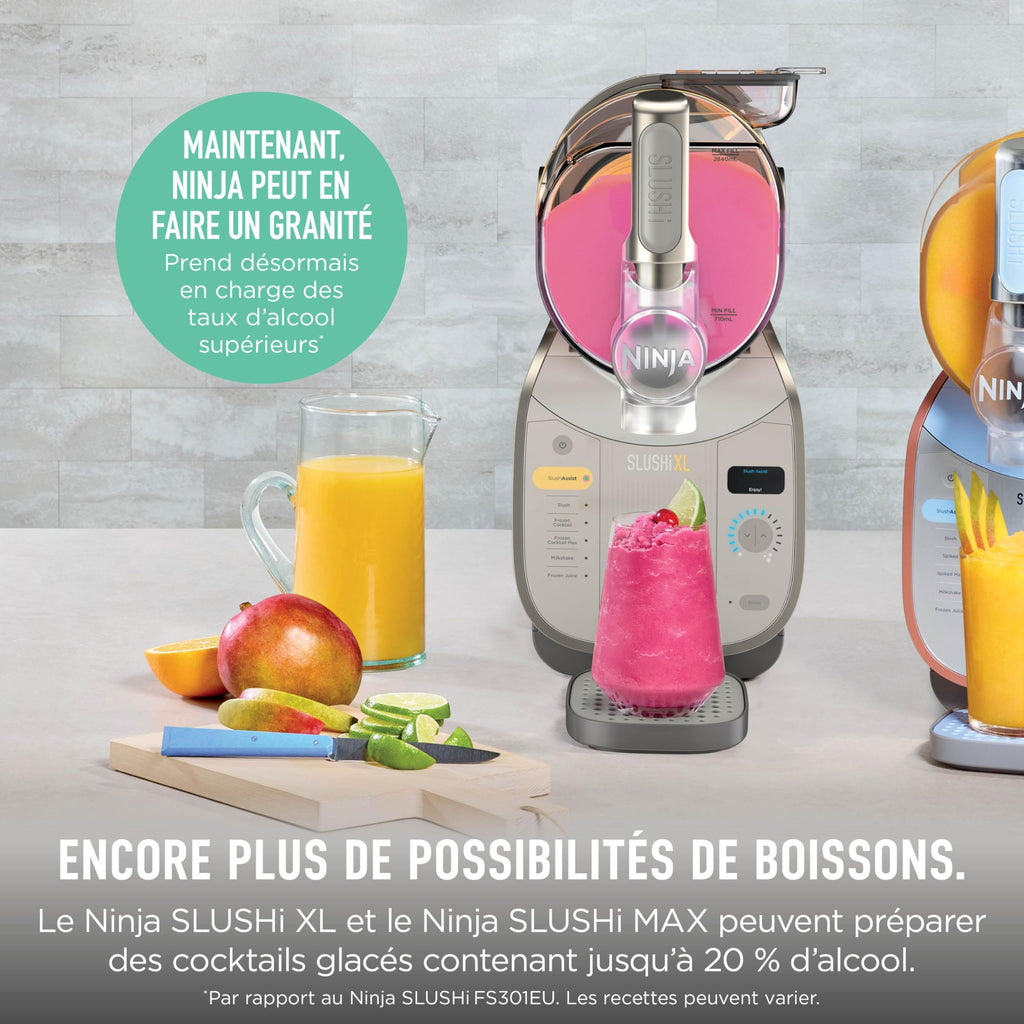 Ninja SLUSHi Machine à boissons glacées, granités, cocktails, frappés, milkshakes et jus glacés, vu sur TikTok, sans glace ni préparation requises, capacité 1,9 l, bleu et gris FS301EU