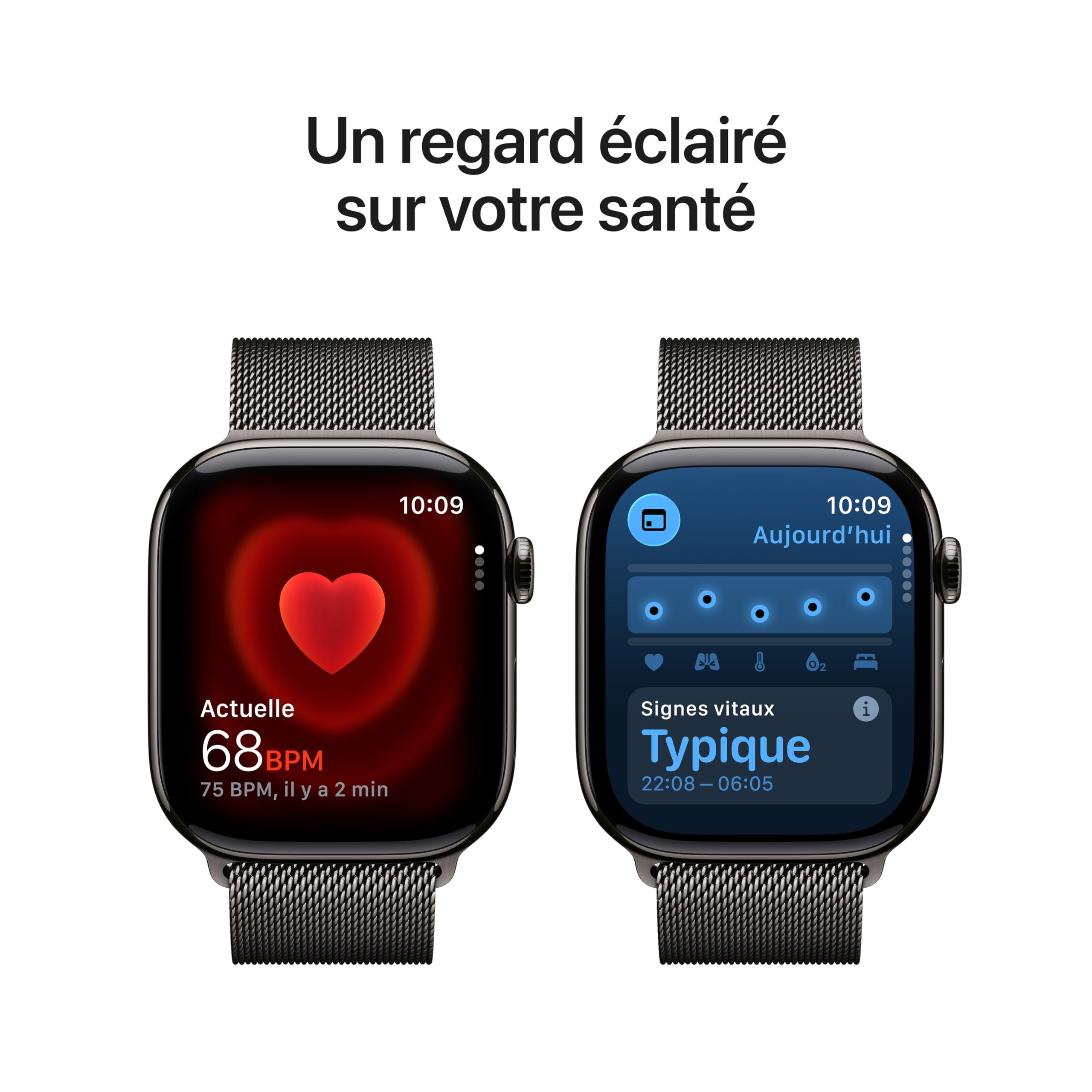 Apple Watch Series 11 GPS + Cellular 46 mm – Boîtier Gris sidéral, Bracelet Sport Noir