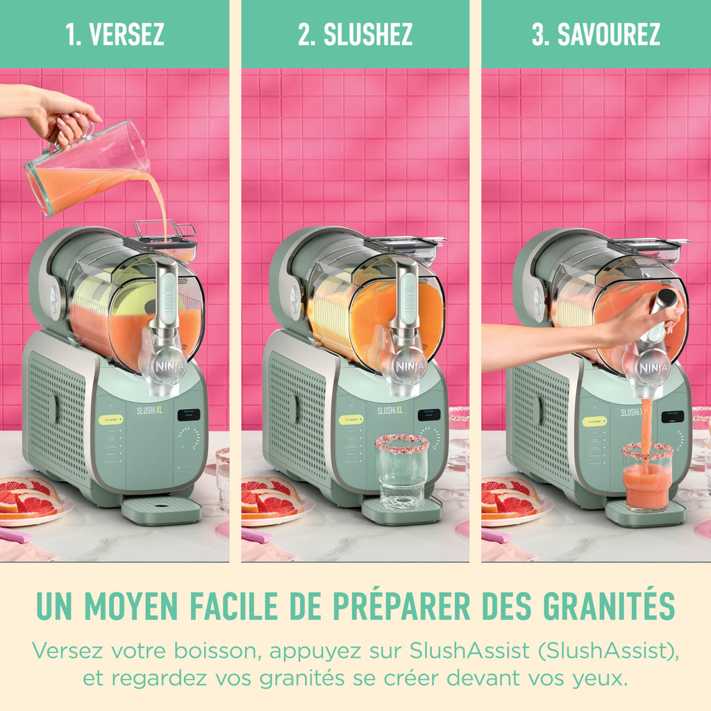 Ninja SLUSHi Machine à boissons glacées, granités, cocktails, frappés, milkshakes et jus glacés, vu sur TikTok, sans glace ni préparation requises, capacité 1,9 l, bleu et gris FS301EU