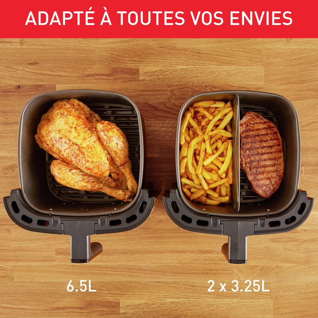 Moulinex Friteuse sans huile + Gril, Capacité XL 4,6L, Jusqu'à 6 personnes, 8 Programmes automatiques, Air Fryer, Ecran tactile digital, Température réglable, Easy Fry & Grill 2en1, EZ505810