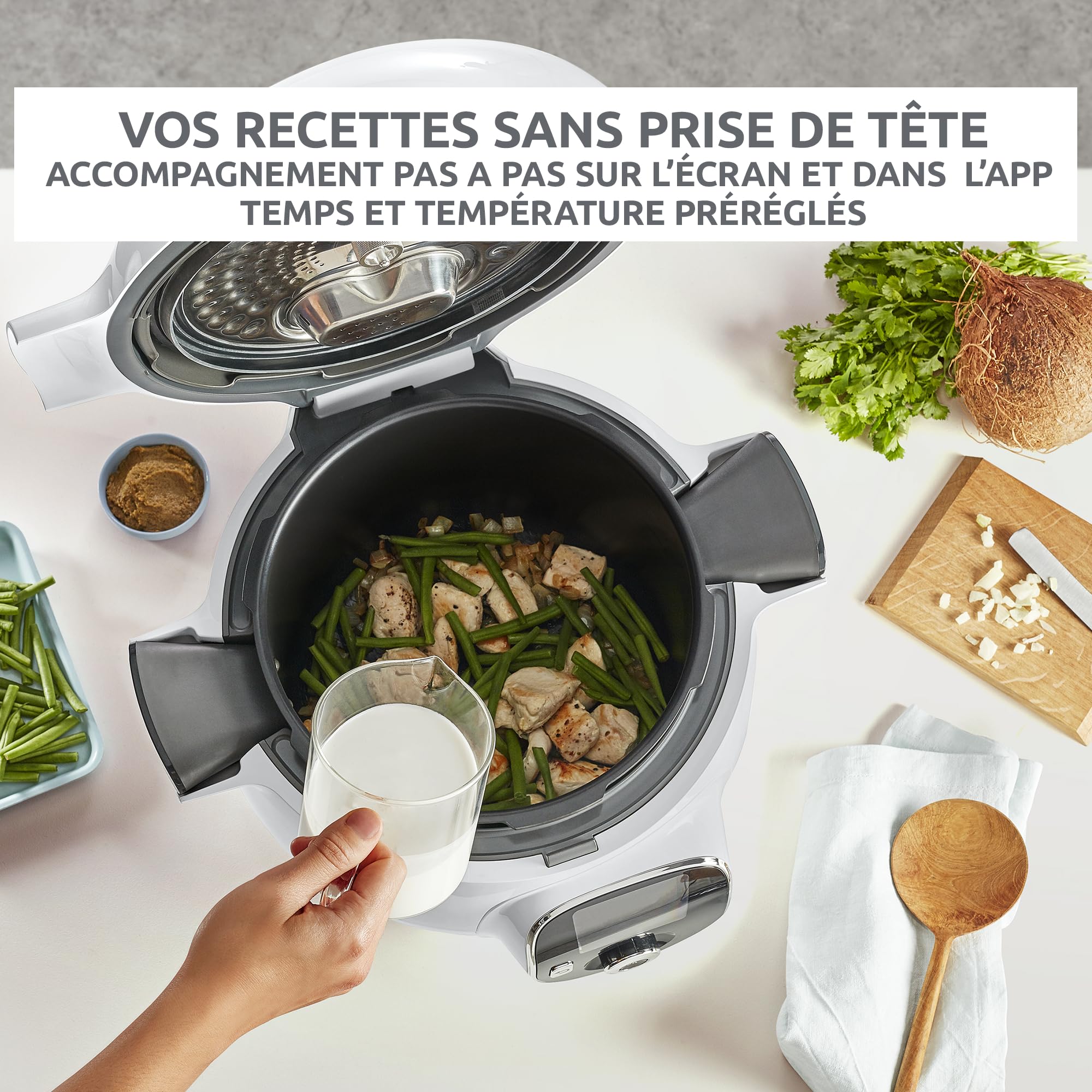 Moulinex Cookeo CE854110 – Multicuiseur Intelligent 6L, 80 Recettes, 1600W, Cuisson Sous Pression