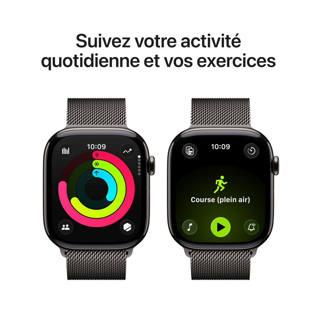 Apple Watch Series 11 GPS + Cellular 46 mm – Boîtier Gris sidéral, Bracelet Sport Noir