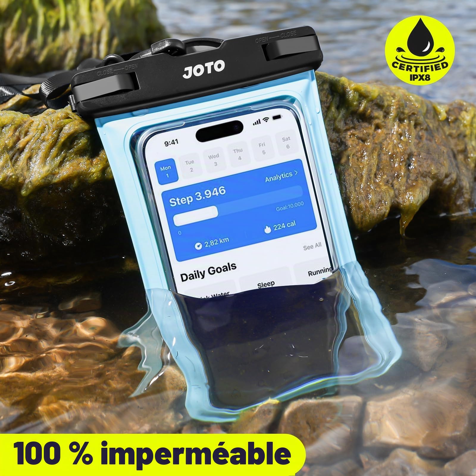 JOTO Pochette Étanche Smartphone IPX8 – Lot de 2, Compatible iPhone 17 à 11, Samsung Galaxy, Redmi, jusqu'à 7 Pouces
