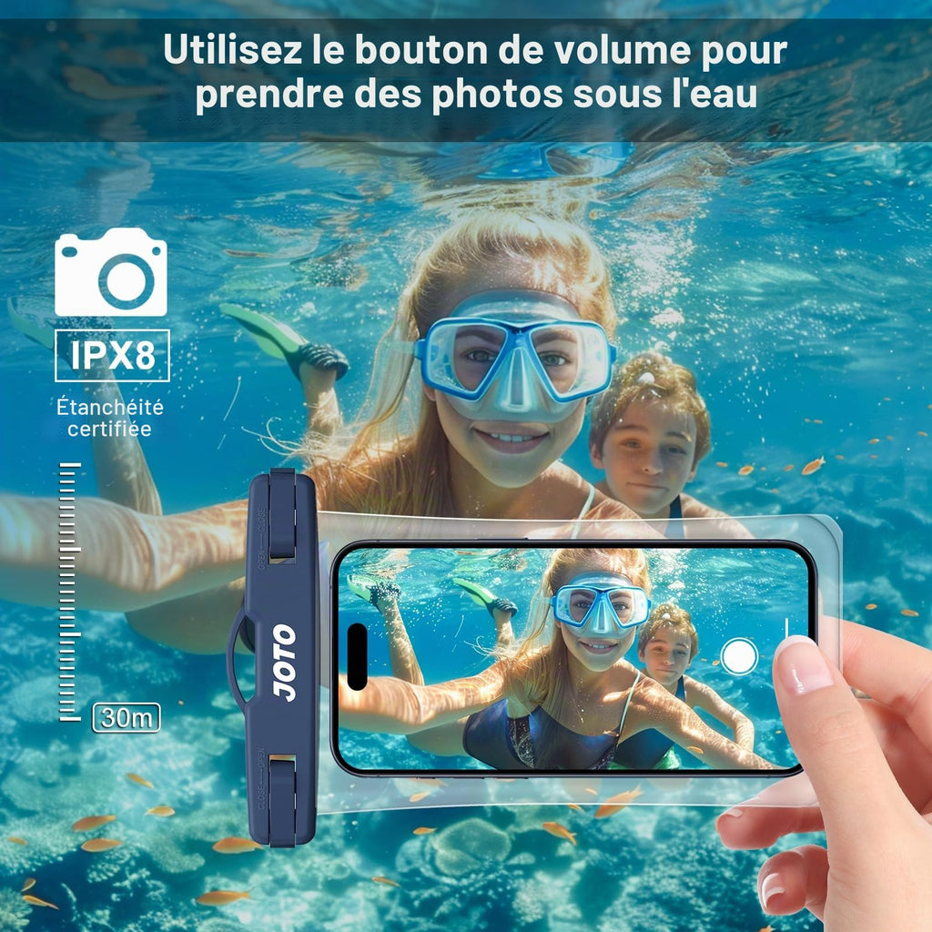 JOTO Pochette Étanche Smartphone IPX8 – Lot de 2, Compatible iPhone 17 à 11, Samsung Galaxy, Redmi, jusqu'à 7 Pouces