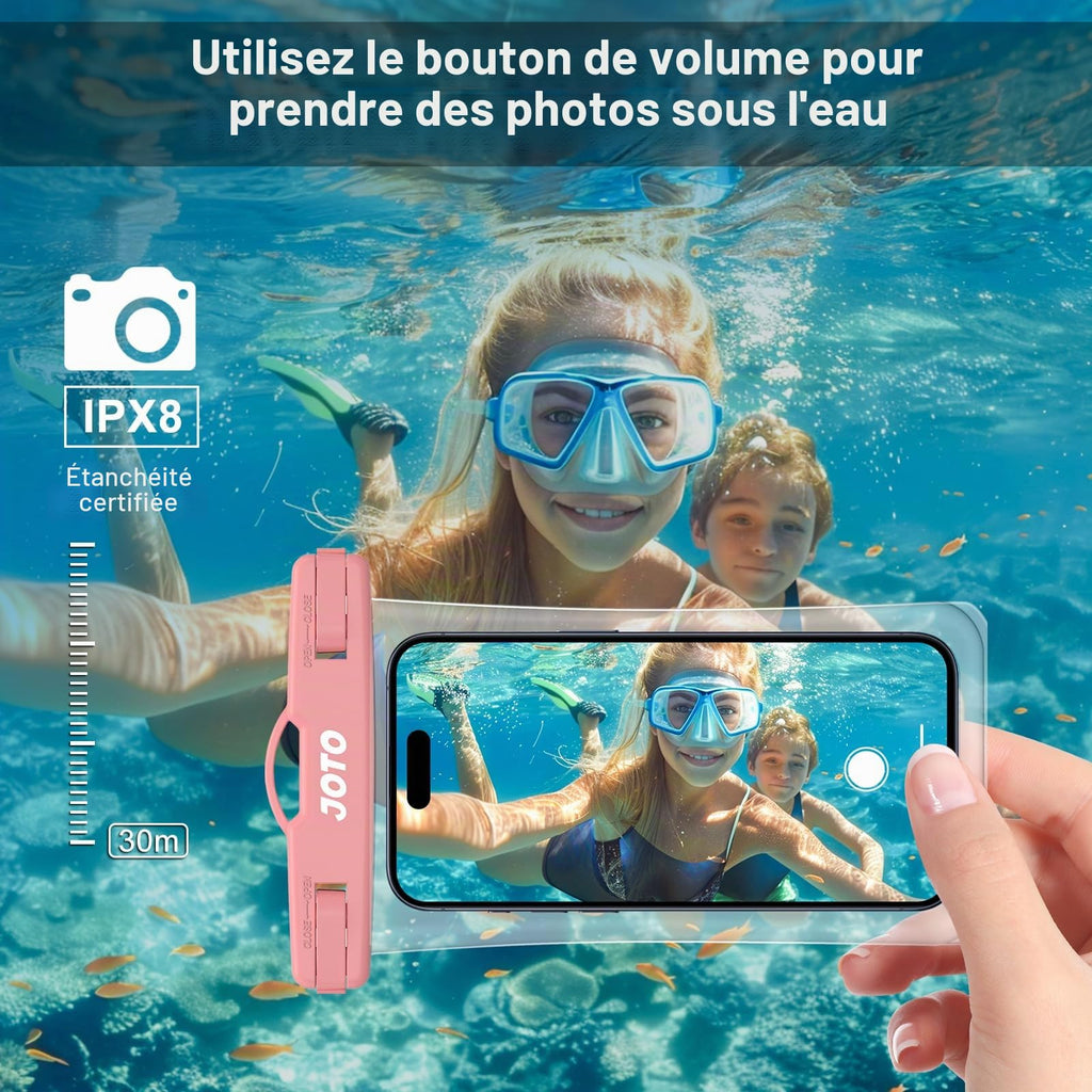 JOTO Pochette Étanche Smartphone IPX8 – Lot de 2, Compatible iPhone 17 à 11, Samsung Galaxy, Redmi, jusqu'à 7 Pouces