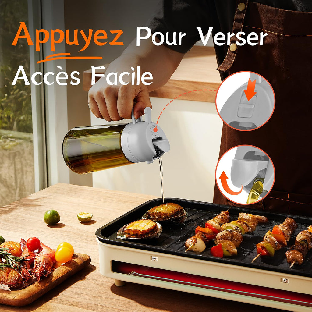 TrendPlain Vaporisateur Huile Cuisine 470ml – Spray 2-en-1 Air Fryer, Salades & Cuisson (Noir)