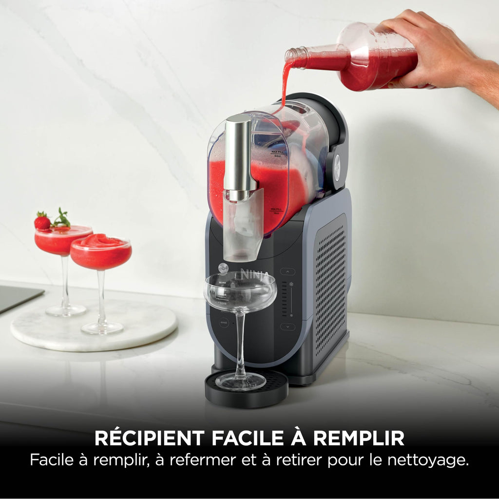 Ninja SLUSHi Machine à boissons glacées, granités, cocktails, frappés, milkshakes et jus glacés, vu sur TikTok, sans glace ni préparation requises, capacité 1,9 l, bleu et gris FS301EU