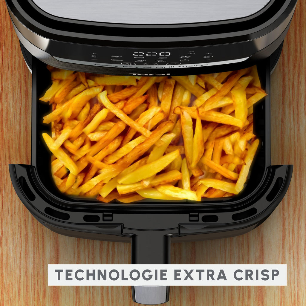 Moulinex Friteuse sans huile + Gril, Capacité XL 4,6L, Jusqu'à 6 personnes, 8 Programmes automatiques, Air Fryer, Ecran tactile digital, Température réglable, Easy Fry & Grill 2en1, EZ505810