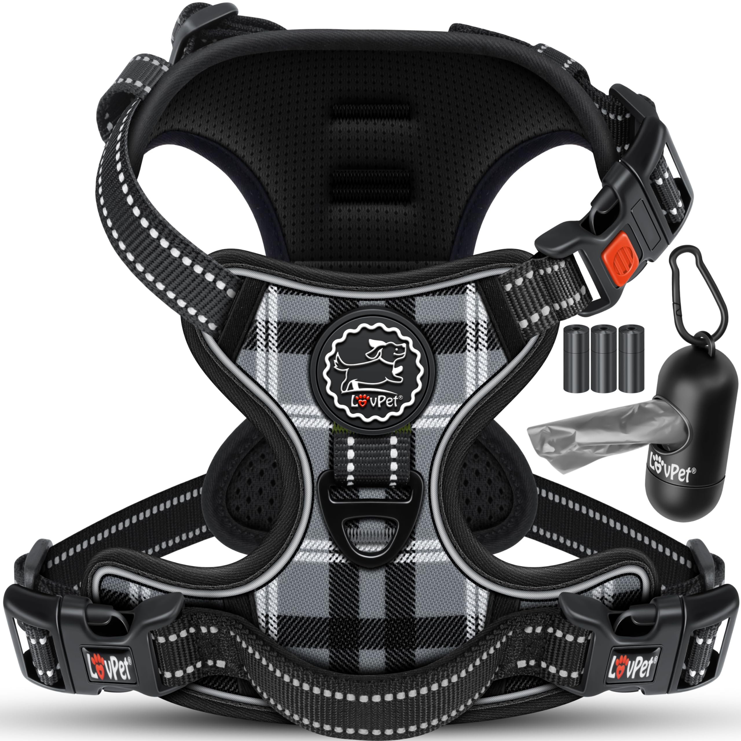 Harnais Chien Lovpet Réfléchissant Anti-Traction – Réglable XS à XL | Sacs Inclus