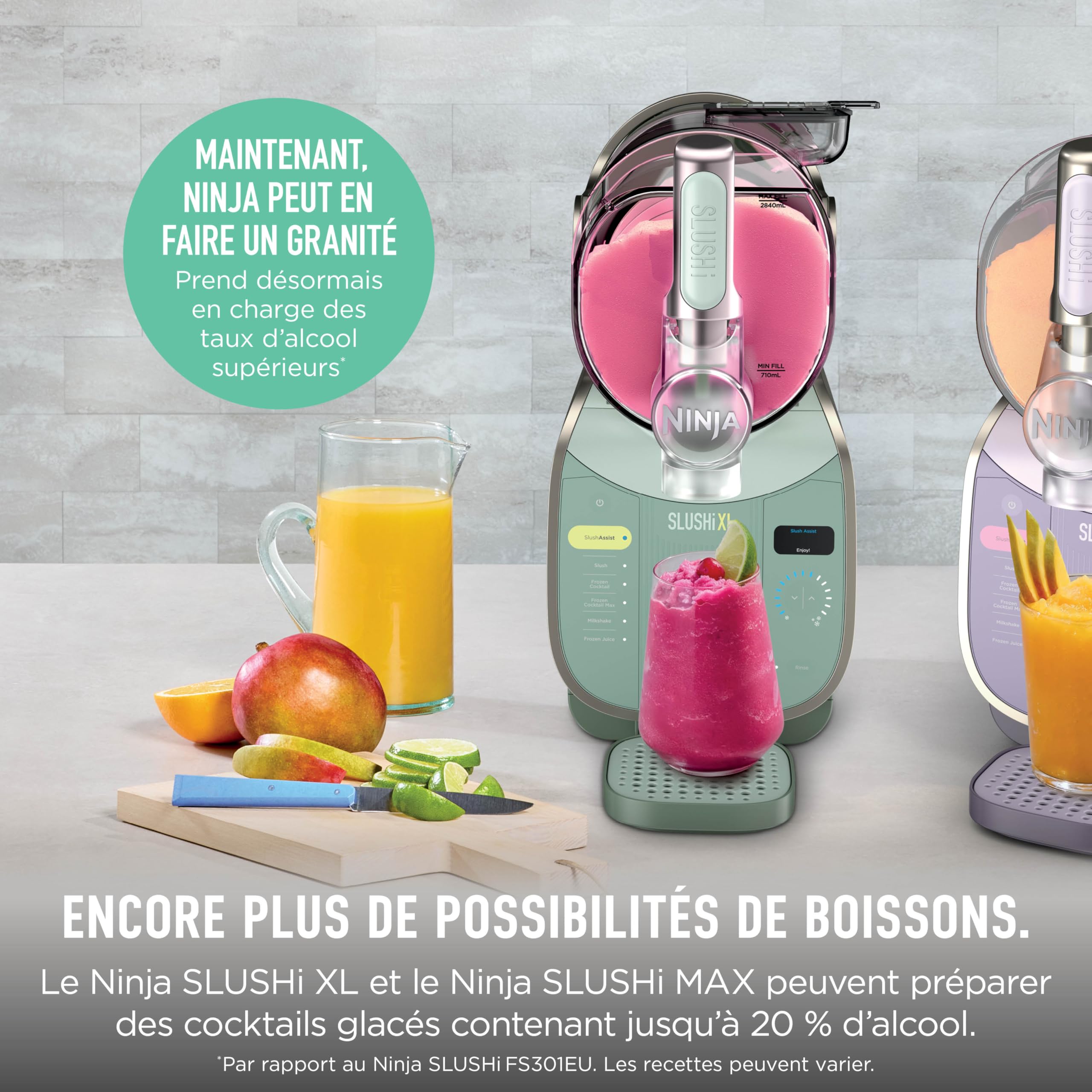 Ninja SLUSHi Machine à boissons glacées, granités, cocktails, frappés, milkshakes et jus glacés, vu sur TikTok, sans glace ni préparation requises, capacité 1,9 l, bleu et gris FS301EU