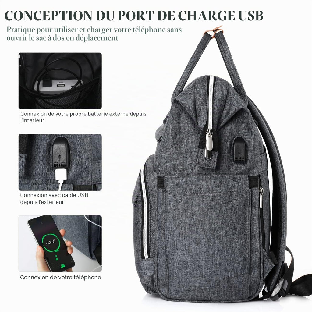 Sac à Dos Femme – Ordinateur Portable 15,6" & 17,3", Port USB, Poche RFID, Grande Capacité – École, Travail, Voyage