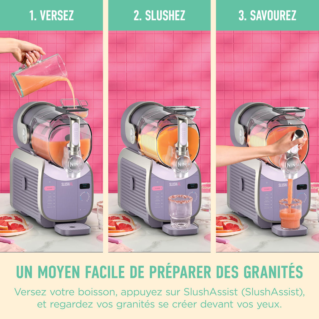 Ninja SLUSHi Machine à boissons glacées, granités, cocktails, frappés, milkshakes et jus glacés, vu sur TikTok, sans glace ni préparation requises, capacité 1,9 l, bleu et gris FS301EU