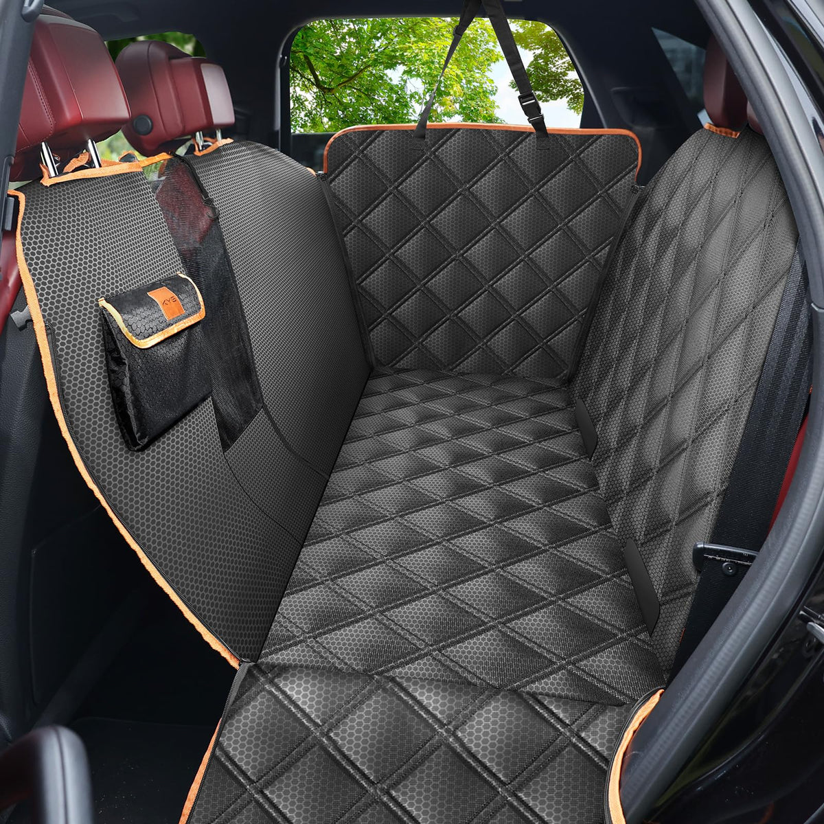 KYG Housse de Siège d'auto pour Chien Banquette Arrière Antidérapant et Imperméable Mise à Niveau Matérielle avec Fenêtre de Visualisation Protection Coffre Universelle Voiture 135X148 cm Noir