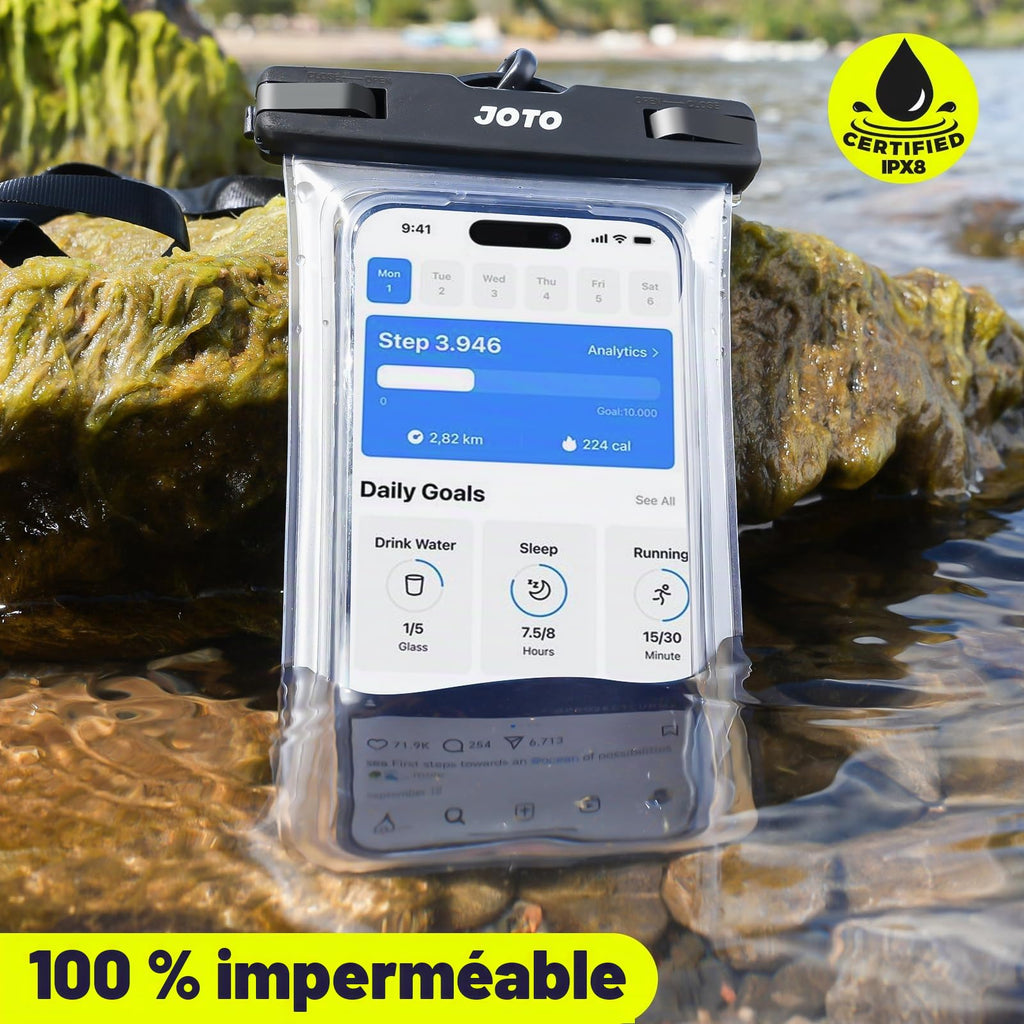 JOTO Pochette Étanche Smartphone IPX8 – Lot de 2, Compatible iPhone 17 à 11, Samsung Galaxy, Redmi, jusqu'à 7 Pouces