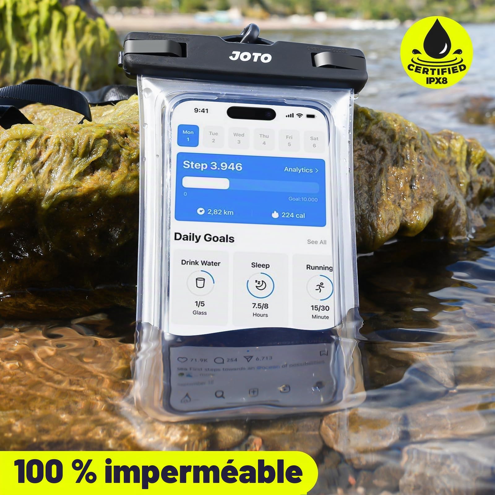 JOTO Pochette Étanche Smartphone IPX8 – Lot de 2, Compatible iPhone 17 à 11, Samsung Galaxy, Redmi, jusqu'à 7 Pouces