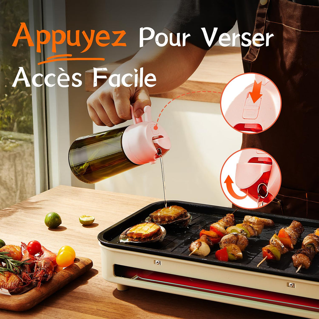 TrendPlain Vaporisateur Huile Cuisine 470ml – Spray 2-en-1 Air Fryer, Salades & Cuisson (Noir)
