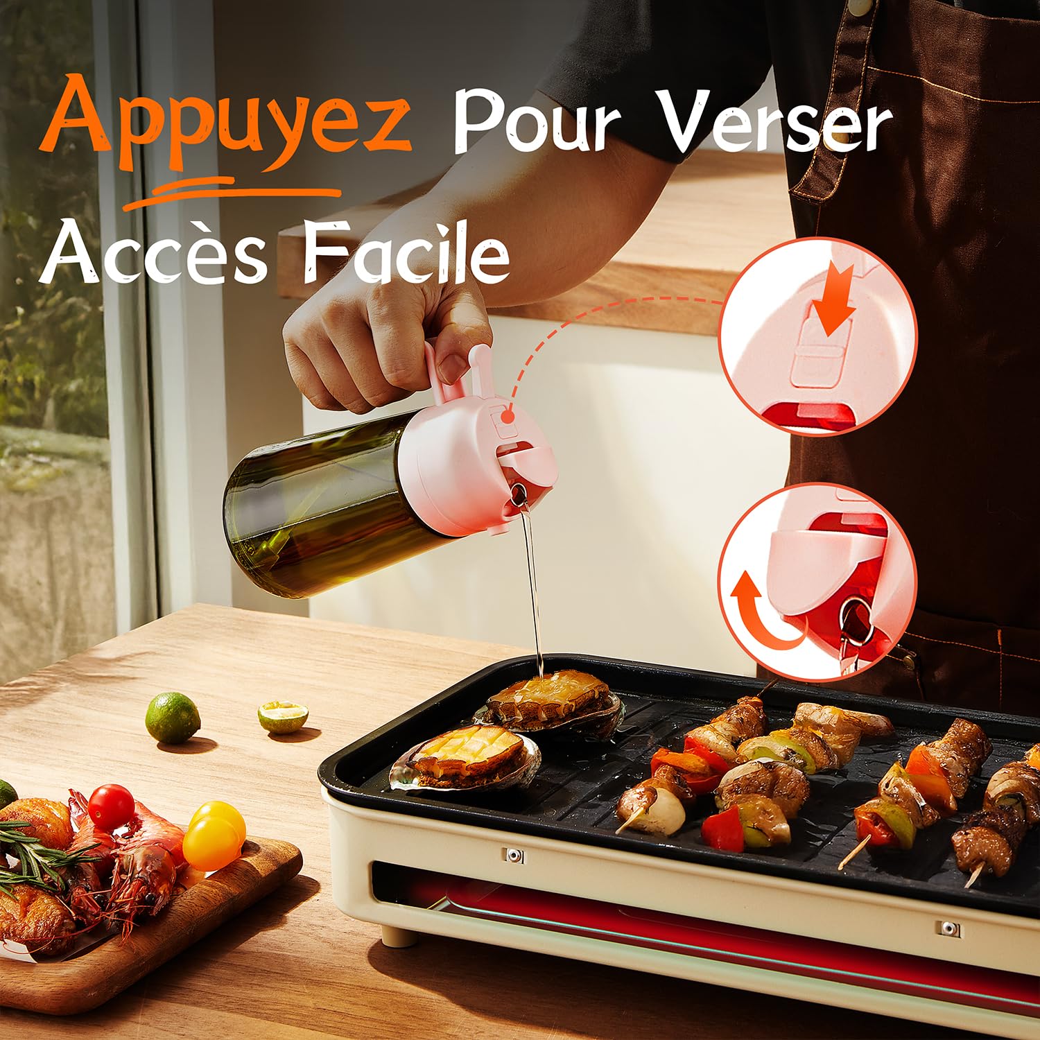 TrendPlain Vaporisateur Huile Cuisine 470ml – Spray 2-en-1 Air Fryer, Salades & Cuisson (Noir)