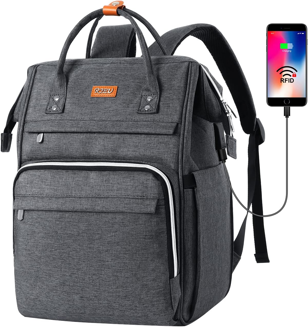 Sac à Dos Femme – Ordinateur Portable 15,6" & 17,3", Port USB, Poche RFID, Grande Capacité – École, Travail, Voyage