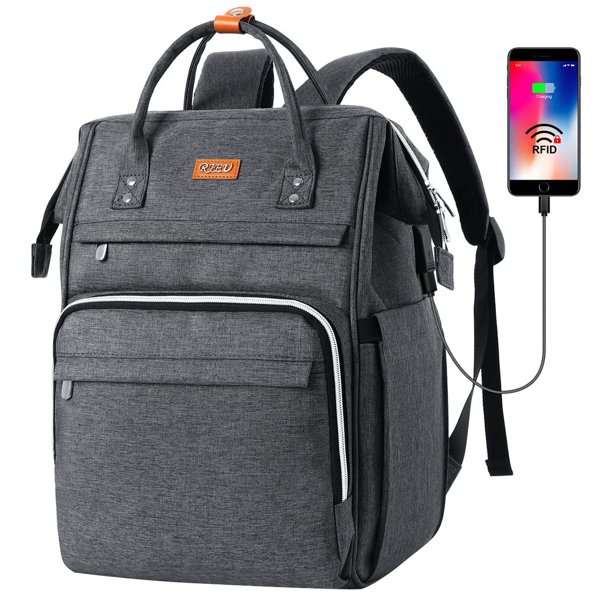 Sac à Dos Femme – Ordinateur Portable 15,6" & 17,3", Port USB, Poche RFID, Grande Capacité – École, Travail, Voyage