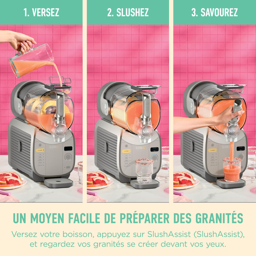 Ninja SLUSHi Machine à boissons glacées, granités, cocktails, frappés, milkshakes et jus glacés, vu sur TikTok, sans glace ni préparation requises, capacité 1,9 l, bleu et gris FS301EU