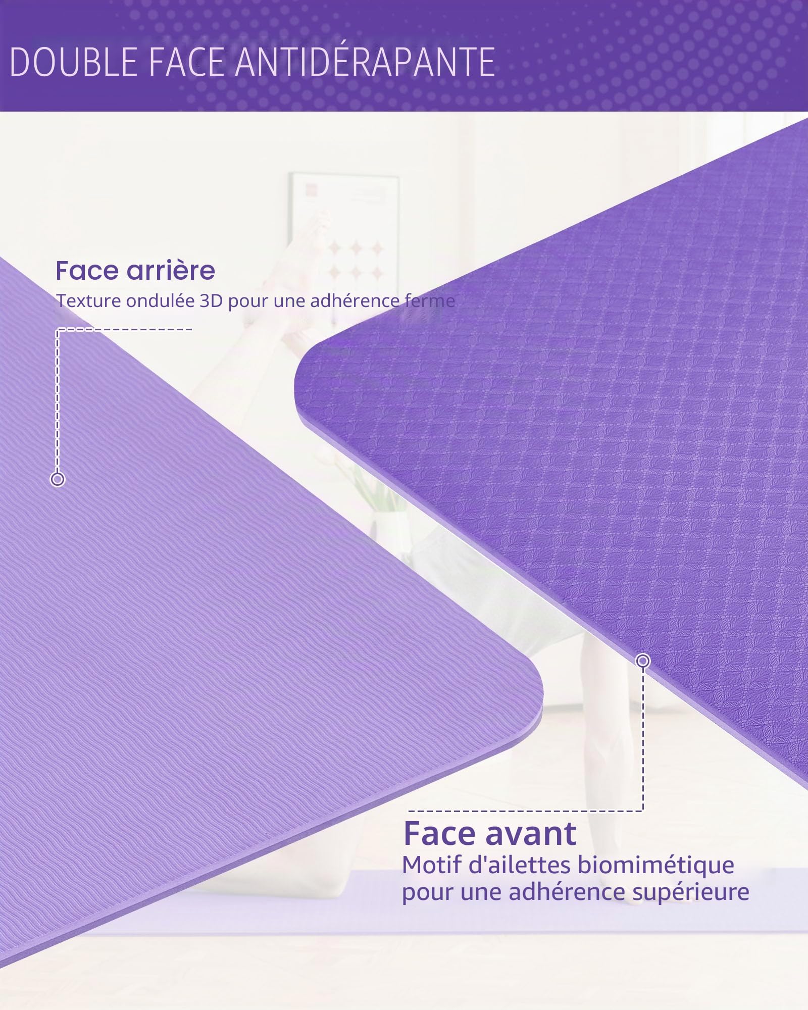 Good Nite Tapis de Yoga de Gymnastique de Exercice Fitness Tapis Fitness Antidérapant de Sport de Pilates avec Sangle de Transport 183 x 61 x 0,6 cm