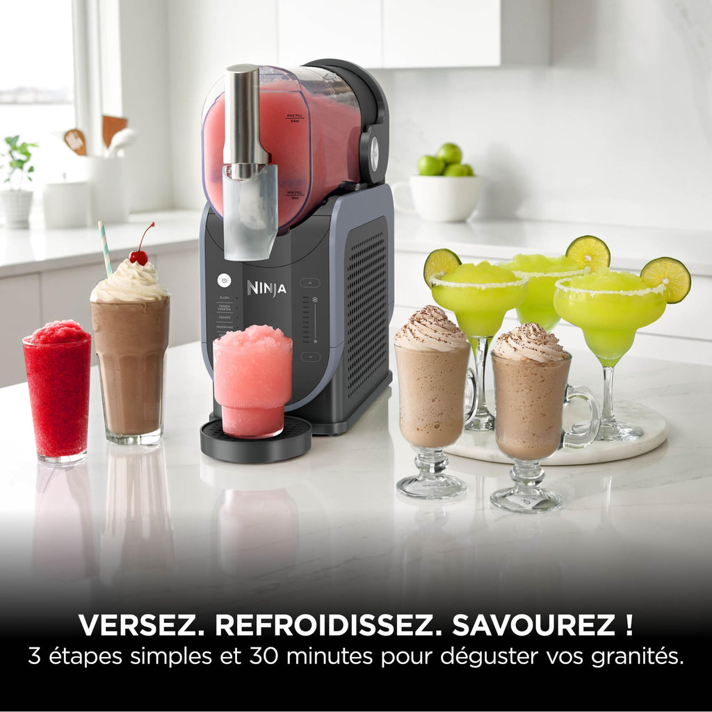 Ninja SLUSHi Machine à boissons glacées, granités, cocktails, frappés, milkshakes et jus glacés, vu sur TikTok, sans glace ni préparation requises, capacité 1,9 l, bleu et gris FS301EU