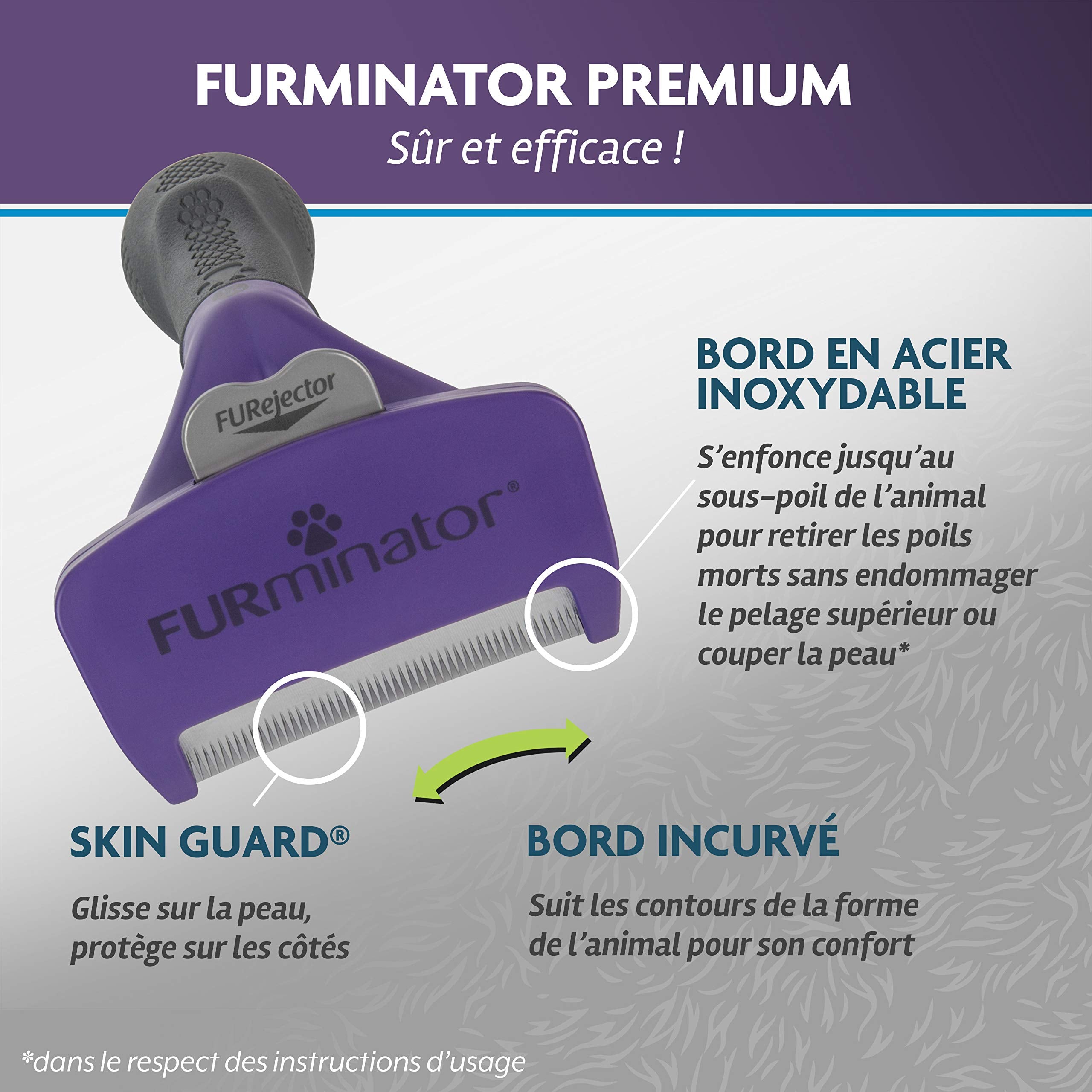 Brosse FURminator Chat Poils Longs Grande Taille – -90% Poils Morts | Sans Bisphénol A