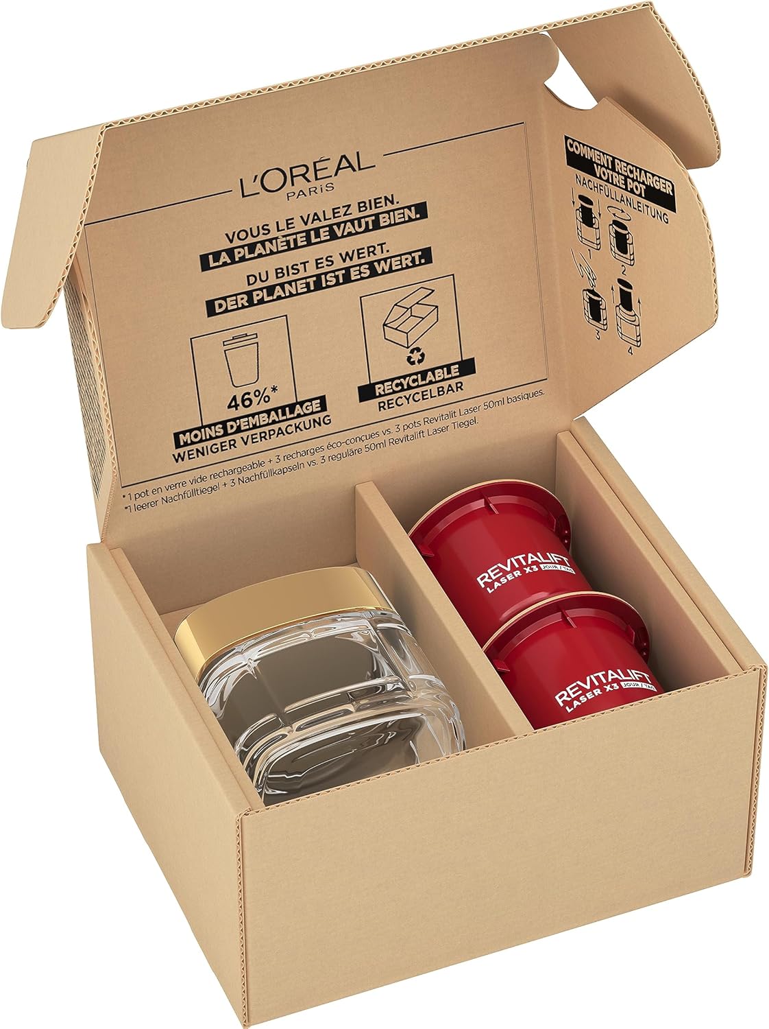 L'Oréal Paris Revitalift Laser X3 - Crème de Jour Anti-Âge FPS 25 - Acide Hyaluronique, Pro-Rétinol & Vitamine C - 50ml