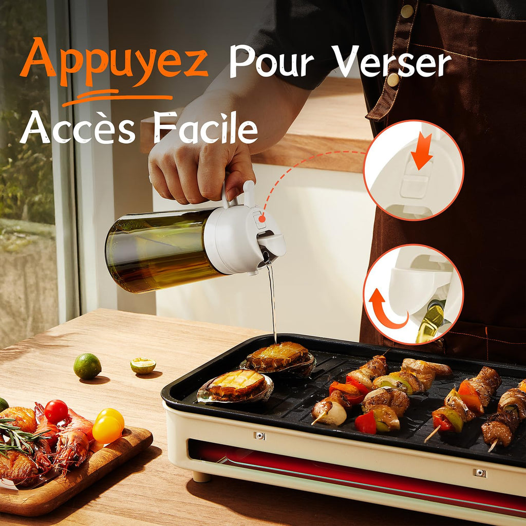 TrendPlain Vaporisateur Huile Cuisine 470ml – Spray 2-en-1 Air Fryer, Salades & Cuisson (Noir)