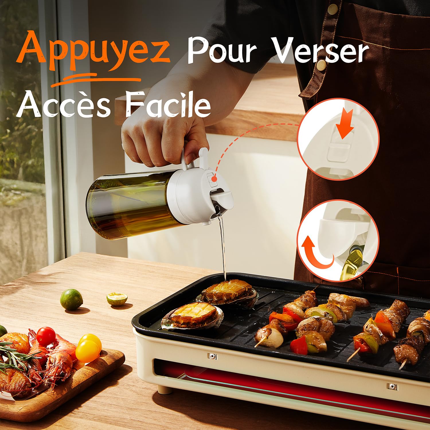 TrendPlain Vaporisateur Huile Cuisine 470ml – Spray 2-en-1 Air Fryer, Salades & Cuisson (Noir)