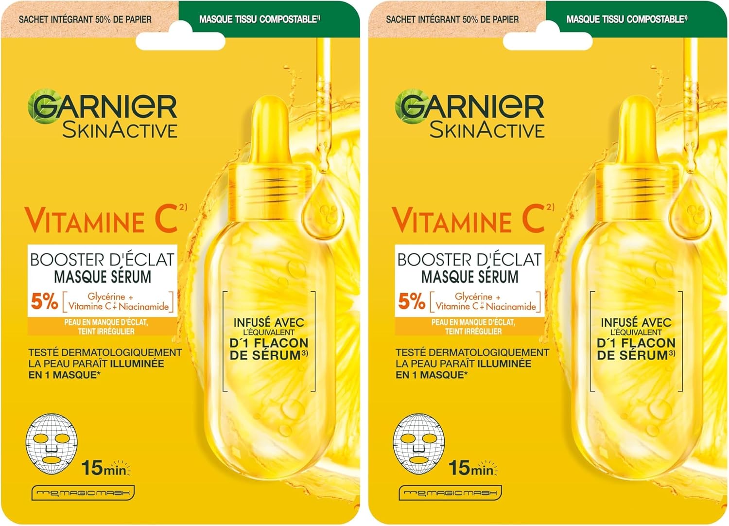GARNIER SkinActive Vitamine C - Coffret Crème Sorbet Hydratante Fresh & Bright 85ml + Sérum Jour 30ml