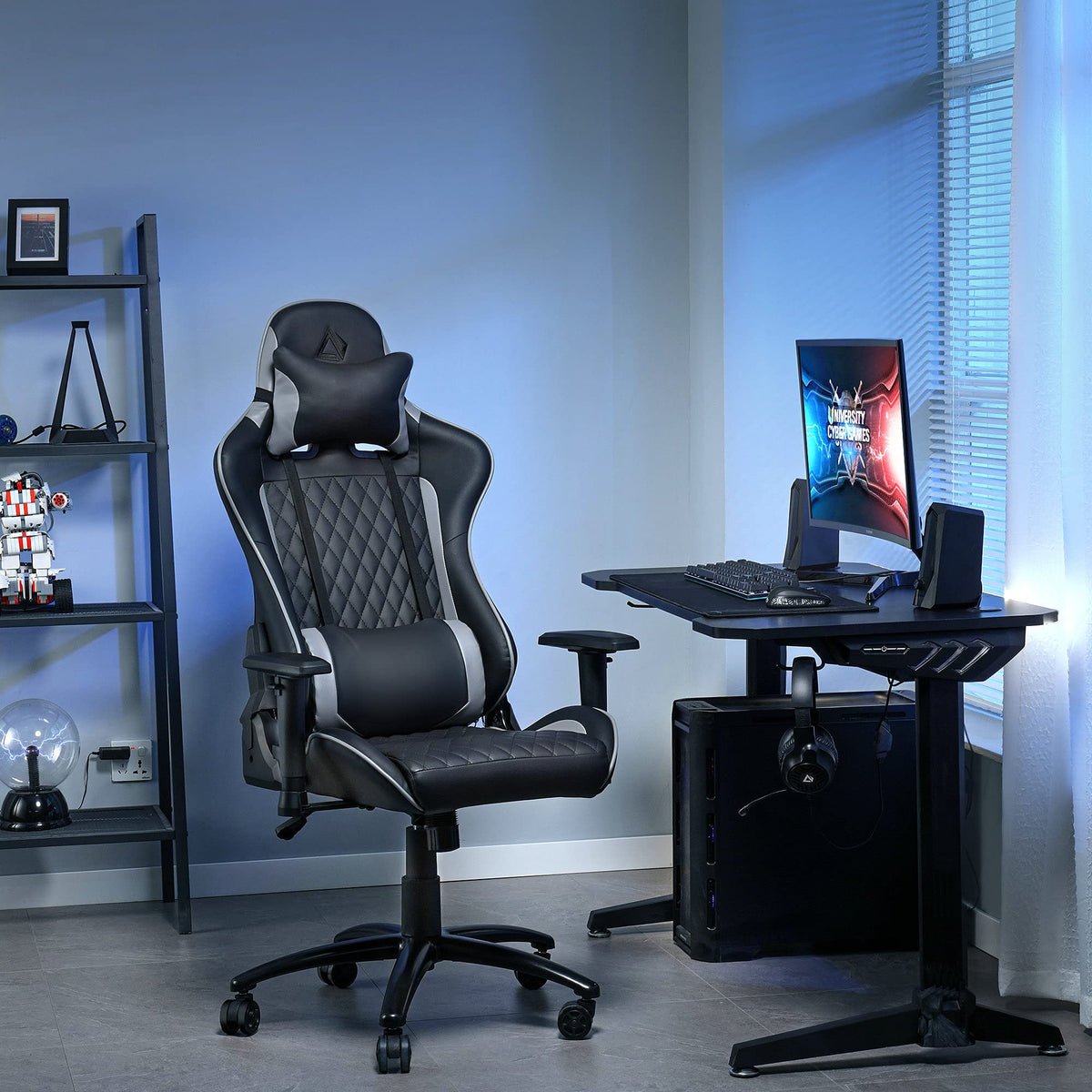 TecTake® Chaise de Bureau Fauteuil de Bureau Fauteuil pivotant Design Chaise Gaming, Siege Ergonomique, Fauteuil avec Accoudoirs, Rembourrage épais, Roulette, Hauteur réglable Teletravail