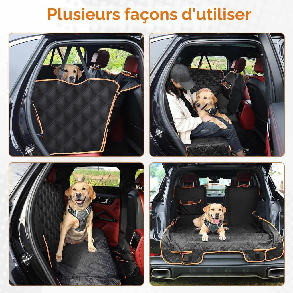 KYG Housse de Siège d'auto pour Chien Banquette Arrière Antidérapant et Imperméable Mise à Niveau Matérielle avec Fenêtre de Visualisation Protection Coffre Universelle Voiture 135X148 cm Noir