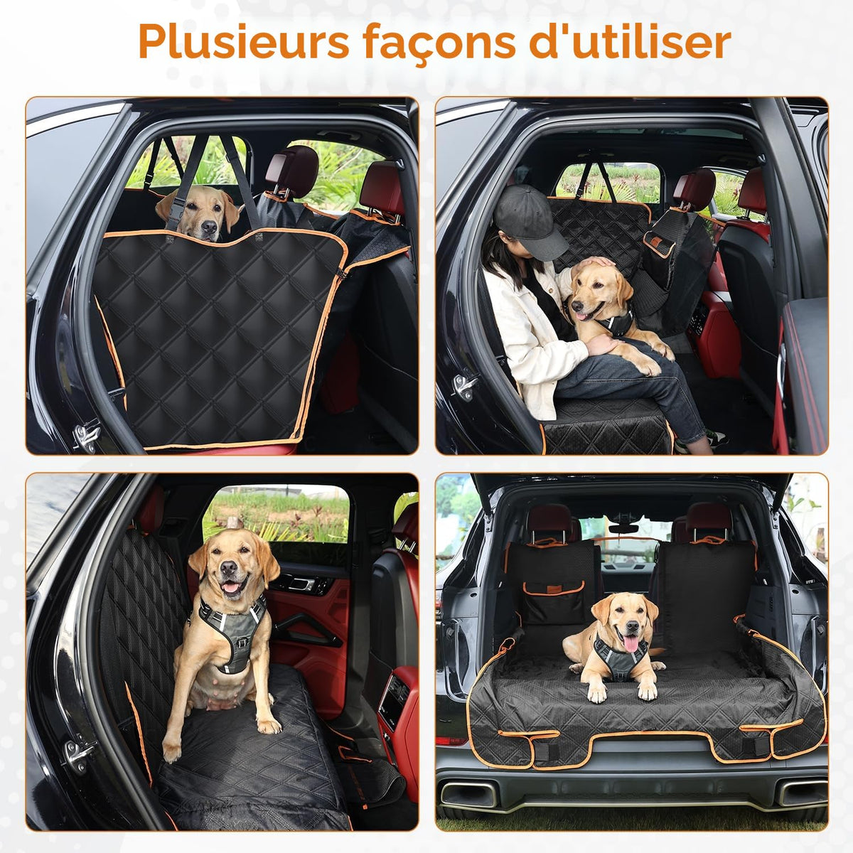 KYG Housse de Siège d'auto pour Chien Banquette Arrière Antidérapant et Imperméable Mise à Niveau Matérielle avec Fenêtre de Visualisation Protection Coffre Universelle Voiture 135X148 cm Noir