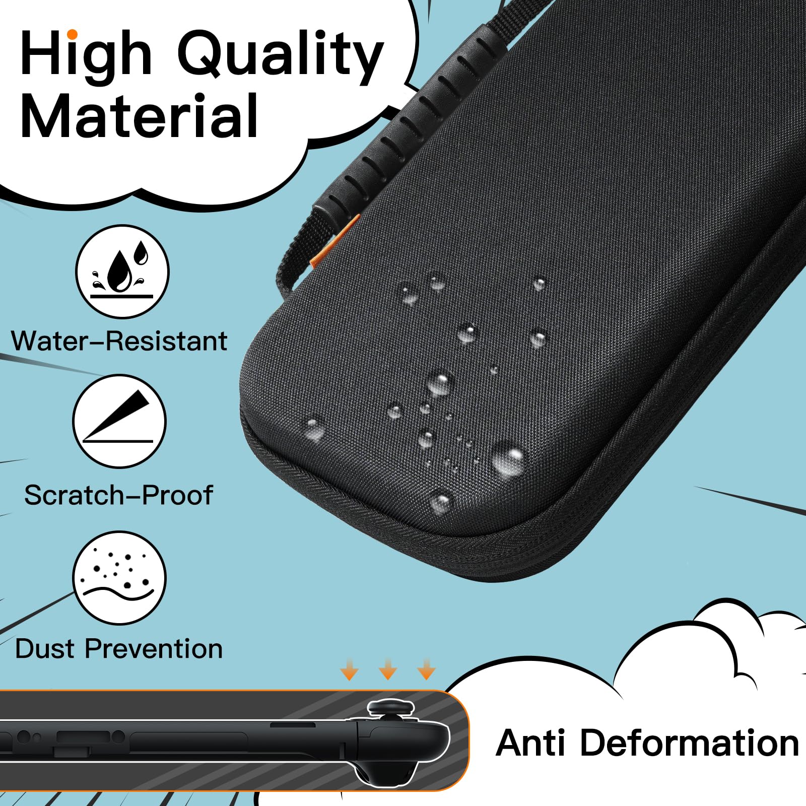 JETech Coque de Transport pour Nintendo Switch 2, Noir | Étui Rigide de Protection, 10 Emplacements pour Cartes de Jeu, Pochette pour Accessoires, Design de Voyage Léger