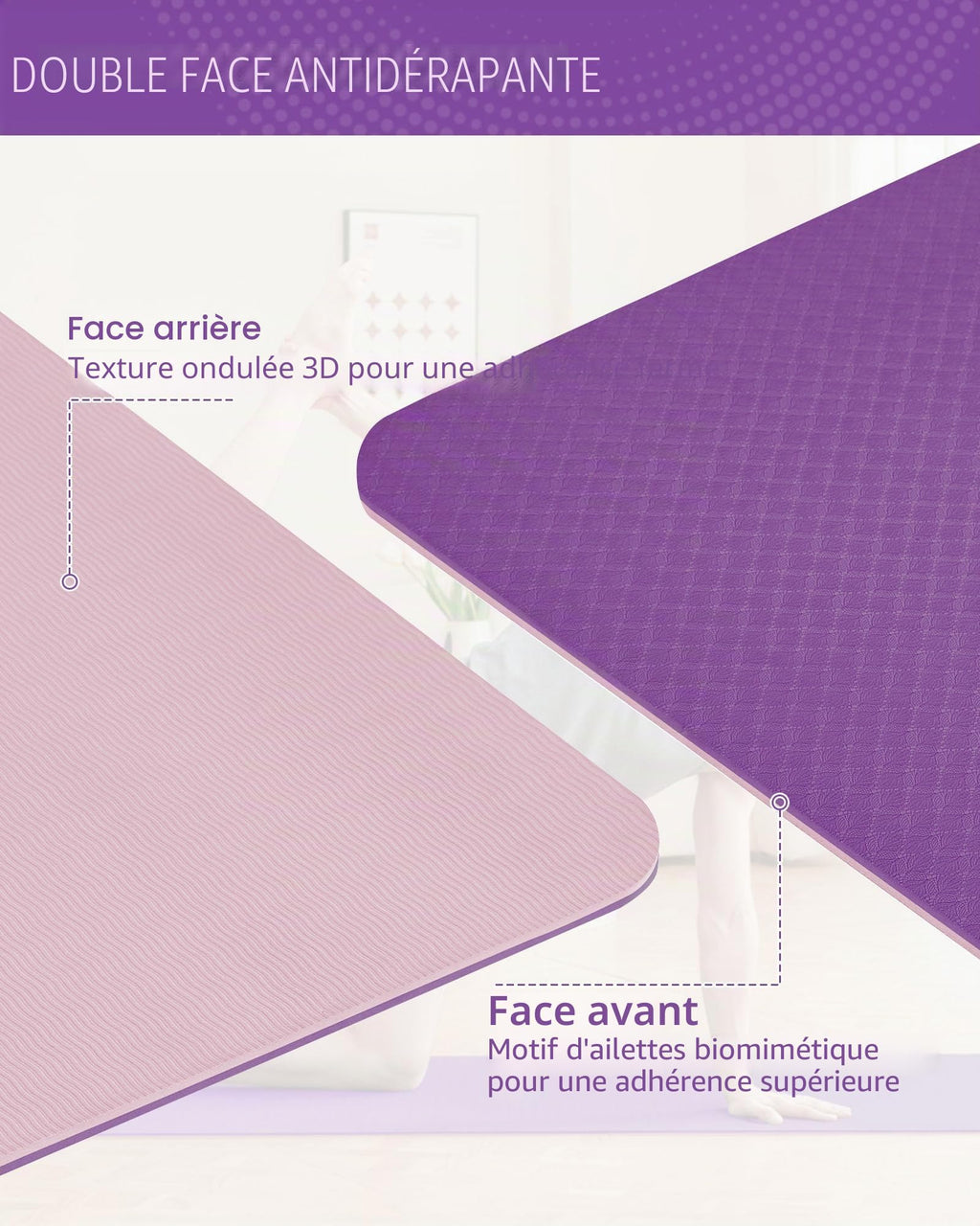 Good Nite Tapis de Yoga de Gymnastique de Exercice Fitness Tapis Fitness Antidérapant de Sport de Pilates avec Sangle de Transport 183 x 61 x 0,6 cm